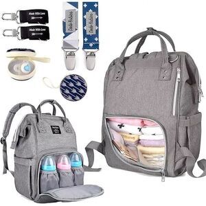 Dodo Babies Backpack Style Baby Diaper Bag + Accessories in Grey for Moms/Dads